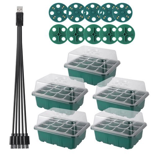 Seed Starter Tray Box With LED Grow Light Nursery Pot Seedling