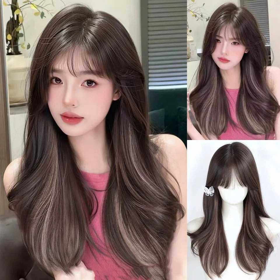 Synthetic Short Lolita Cosplay Christmas Halloween Bob Brown Blonde LM Wig With Long Curly Ponytail Natural Fake Hair for Women