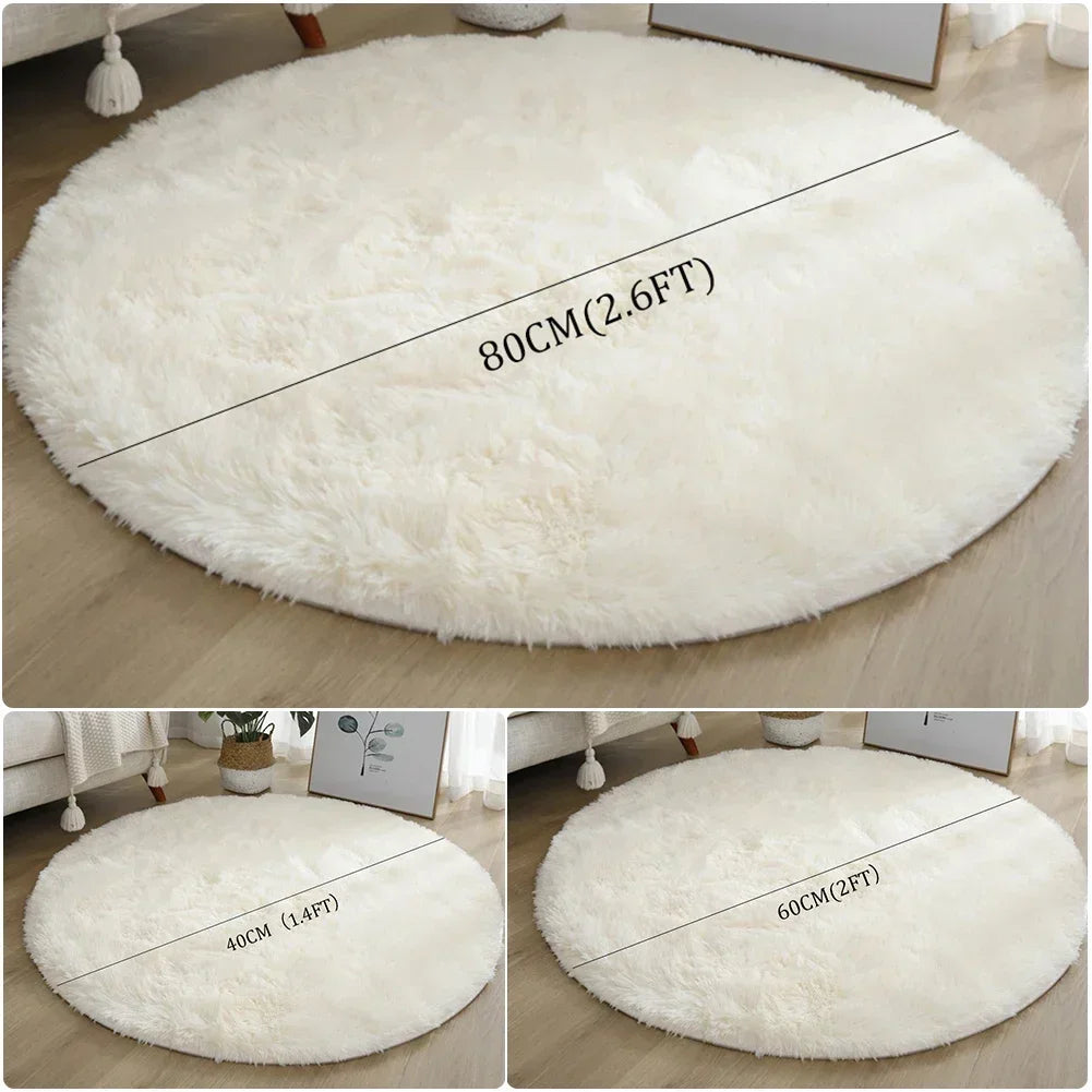 40/60/80cm Anti-Slip Round Rugs Large Shaggy Rug Super Soft Mat Living Room Bedroom Carpet Home Furnishings