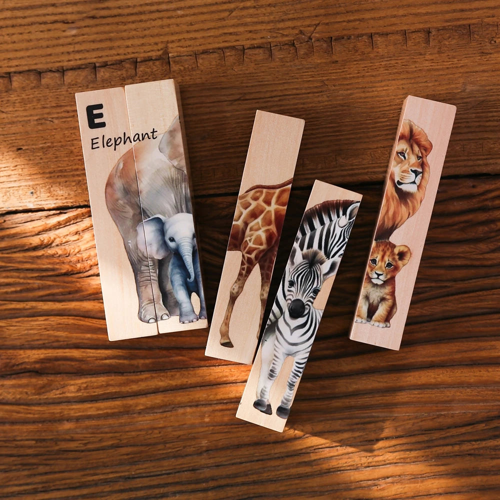 Wooden Block Baby Toys Wooden Children's Educational Toys Animal Matching Puzzle toddler Toys 3 Year Old Game Baby Games 2 Years