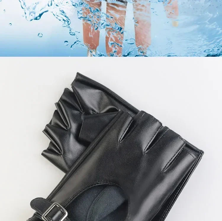 Women Halloween PU Leather Waterproof  Fingerless Gloves Female Half Finger Driving Cycling New Fashion Punk Gloves Dance Gloves