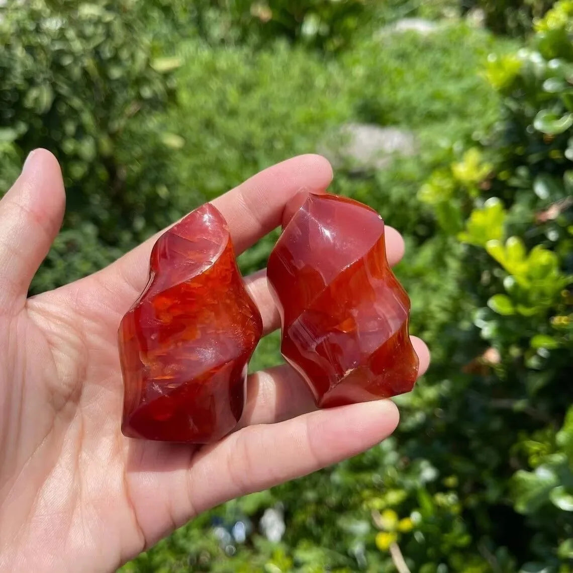 Natural Crystal Red Agate Torch Carnelian Flame Quartz Carving Ornament Gemstone Crafts Mineral Free Healing Reiki Decor