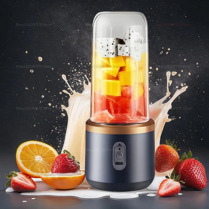 Multifunction Double Cup Juicer 400ml USB Rechargeable Portable Electric Juicer 6 Blade Fruit Blender for  Home Kitchen Tool