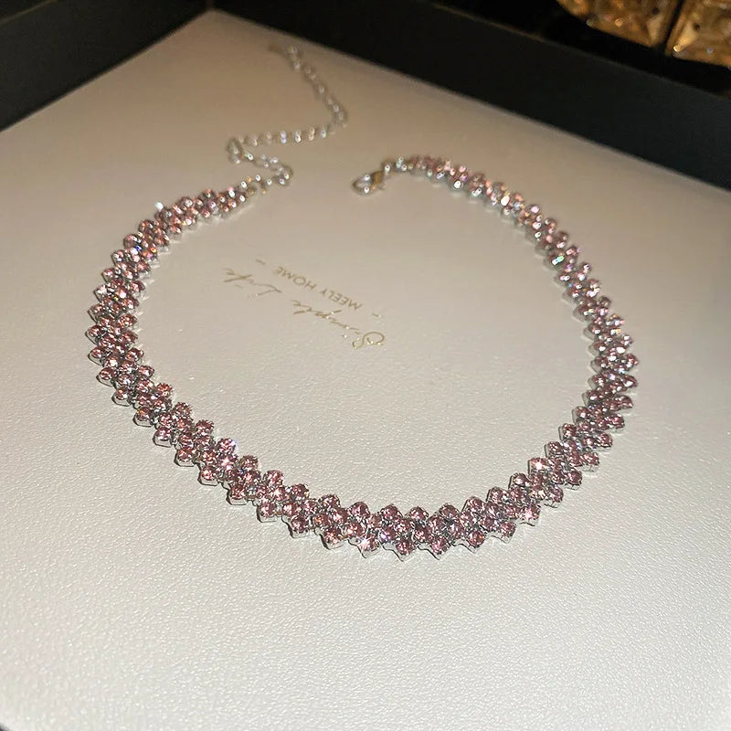 Luxury Shiny Full Rhinestone Choker Necklace for Women Personalized Geometric Crystal Necklaces Wedding Jewelry Party Gifts