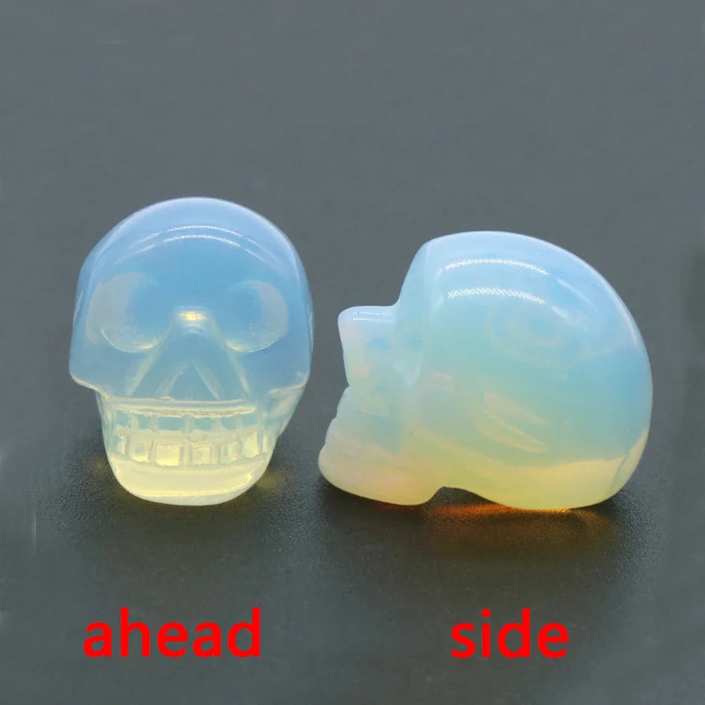 Natural Crystals Skulls Mineral Ghost Head Polished Carved Halloween Gift Desktop Home Decor Stone Crafts Skull Statues 14colors