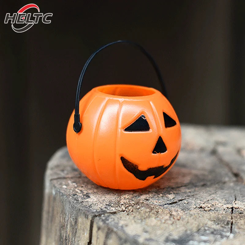 1pcs Pumpkin Bucket Halloween Candy Trick Or Treat Buckets Holder Pail Mini Basket Halloween Gift Home Decoration Props