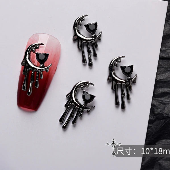 10PCS Gothic Punk Style Alloy 3D Nail Art Charms Heart Skeleton Cross Spider Design For Halloween Nails Decoration Accessories