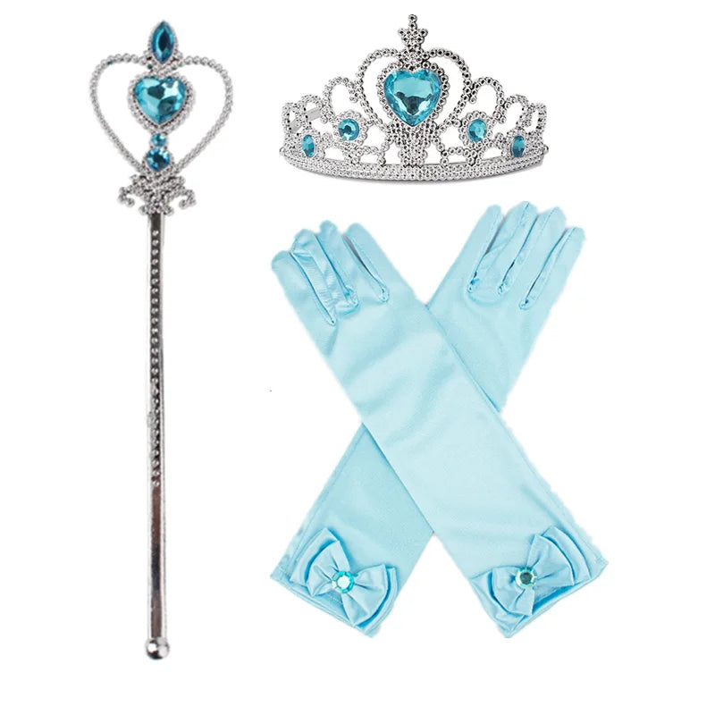 Elsa Baby Accessories Crown Magic Wand Gloves Hair Accessories Halloween Carnival Party Costume Cosplay Accessories