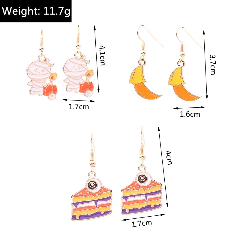 Aihua Fashion Halloween Earrings Enamel Ghost Skeleton Pumpkin Bat Spider Earrings For Women Halloween Night Party Jewelry Gifts