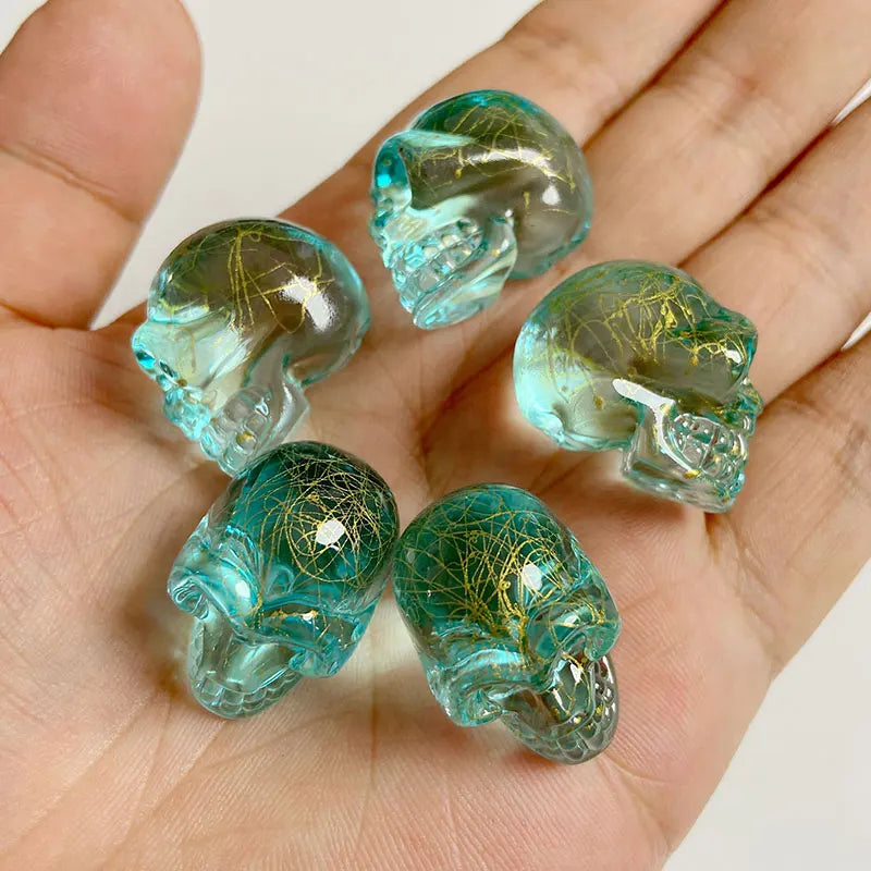 Crystal Skull Glass Carving Jewelry Quartz For Home Decoration Healing Crystals Skull Ornament Reiki Witchcraft Gifts Figurine