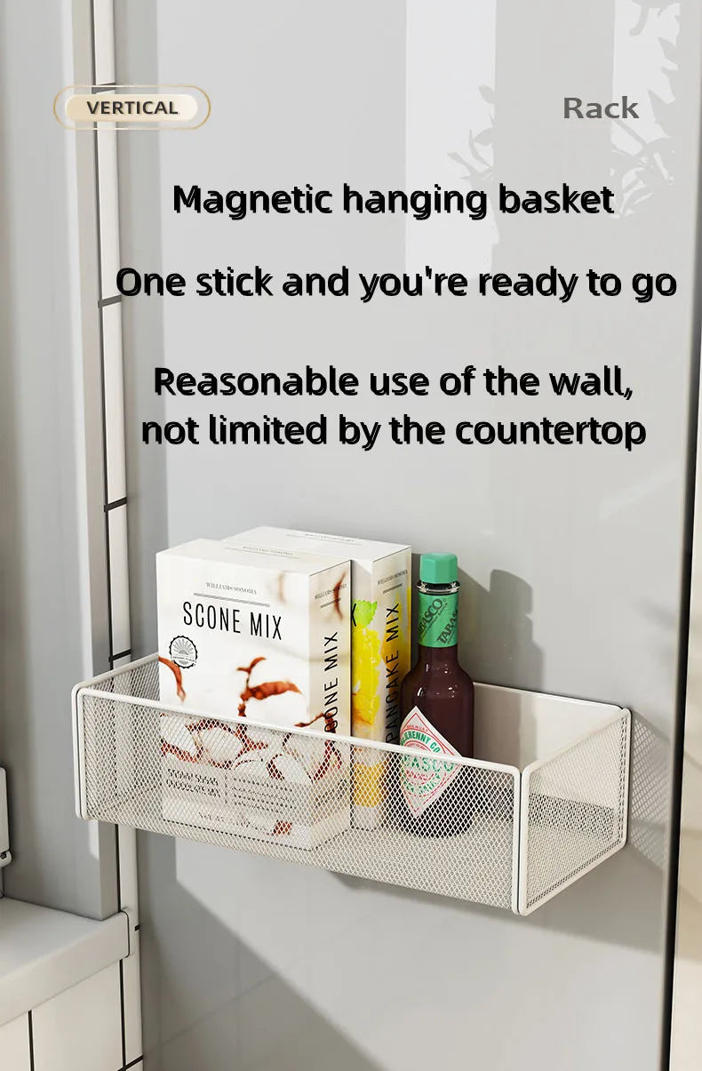 Household Wall Hanging Basket Kitchen Magnetic Attraction Storage Rack Refrigerator Magnetic Shelf Living Room Summary Holder