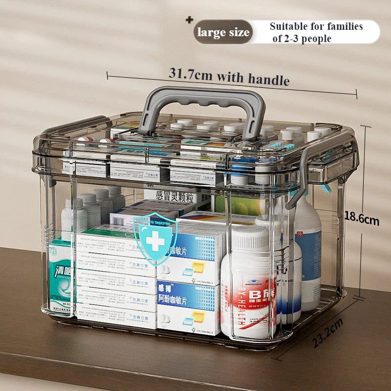 Household Medicine Box Large Plastics Simple Medical Kit Medical Care Drugs Storage Boxes Transparent Multi Layer Storage Box