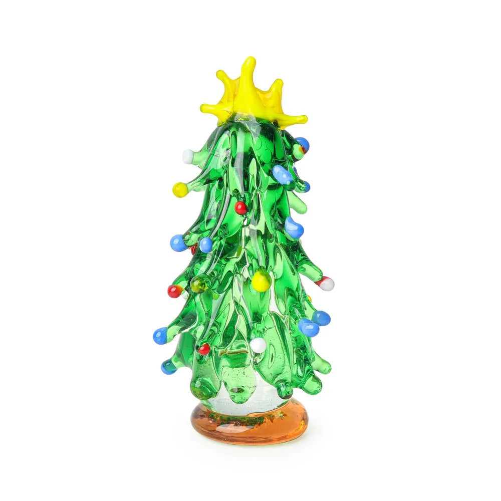 Glass Crystals Christmas Tree Figurine Statue Table Ornaments Christmas Tree Miniature Mini Handmade Crystals Ornaments