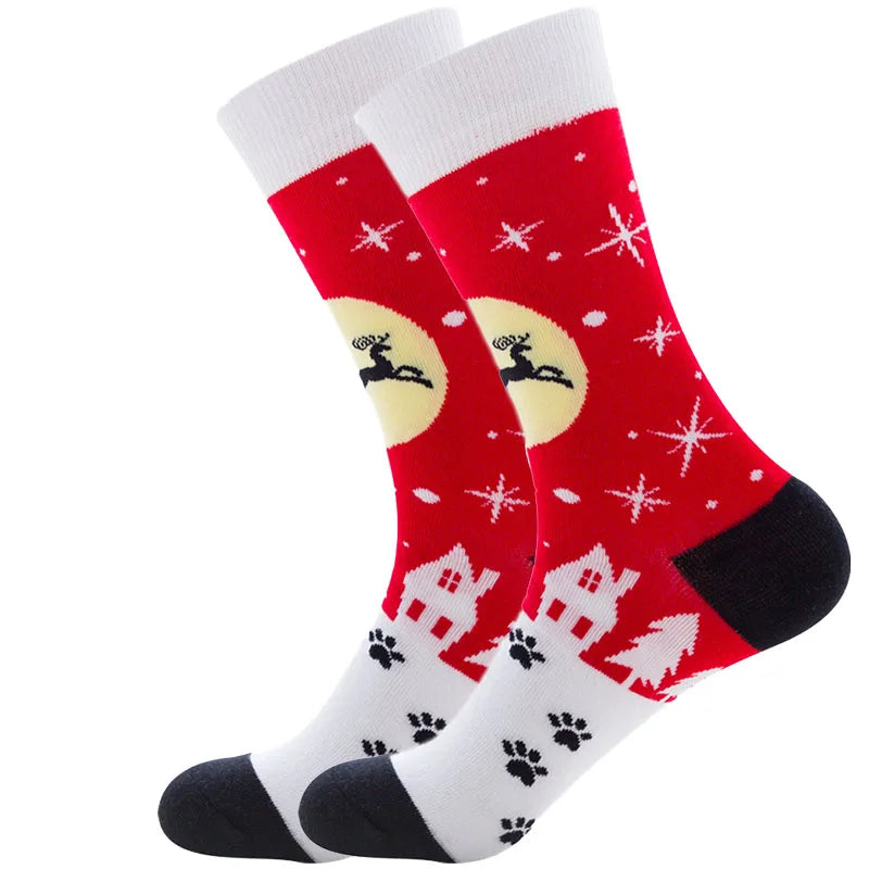 Men Women Socks Lover Christmas Halloween Celebrate Santa Elk Gift Party Biscuits Snow Happy Funny Tide Cotton Socks EU38-46