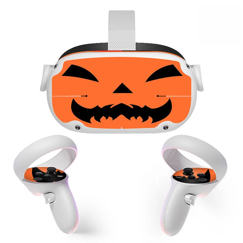 Sticker Vinyl Skin for Oculus Quest 2 VR Headset Controller  PVC Decals Halloween Pattern Wrap Cover for Meta Quest2 Accessories
