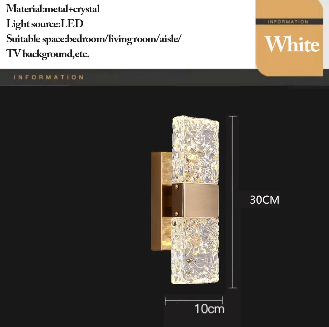 Corrugated Crystal Wall Lamps Modern LED Lighting Indoor Wall Sconces Living Room TV Background Bedroom Aisle Home Decor Lustre
