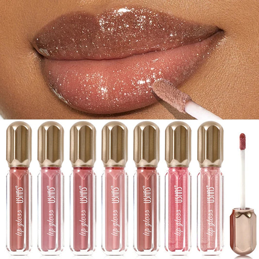 Glitter Pearlescent Lip Gloss Moisturizing Lasting Non-Stick Cup Sexy Shimmer Shine Red Liquid Lipsticks Women Makeup Cosmetics