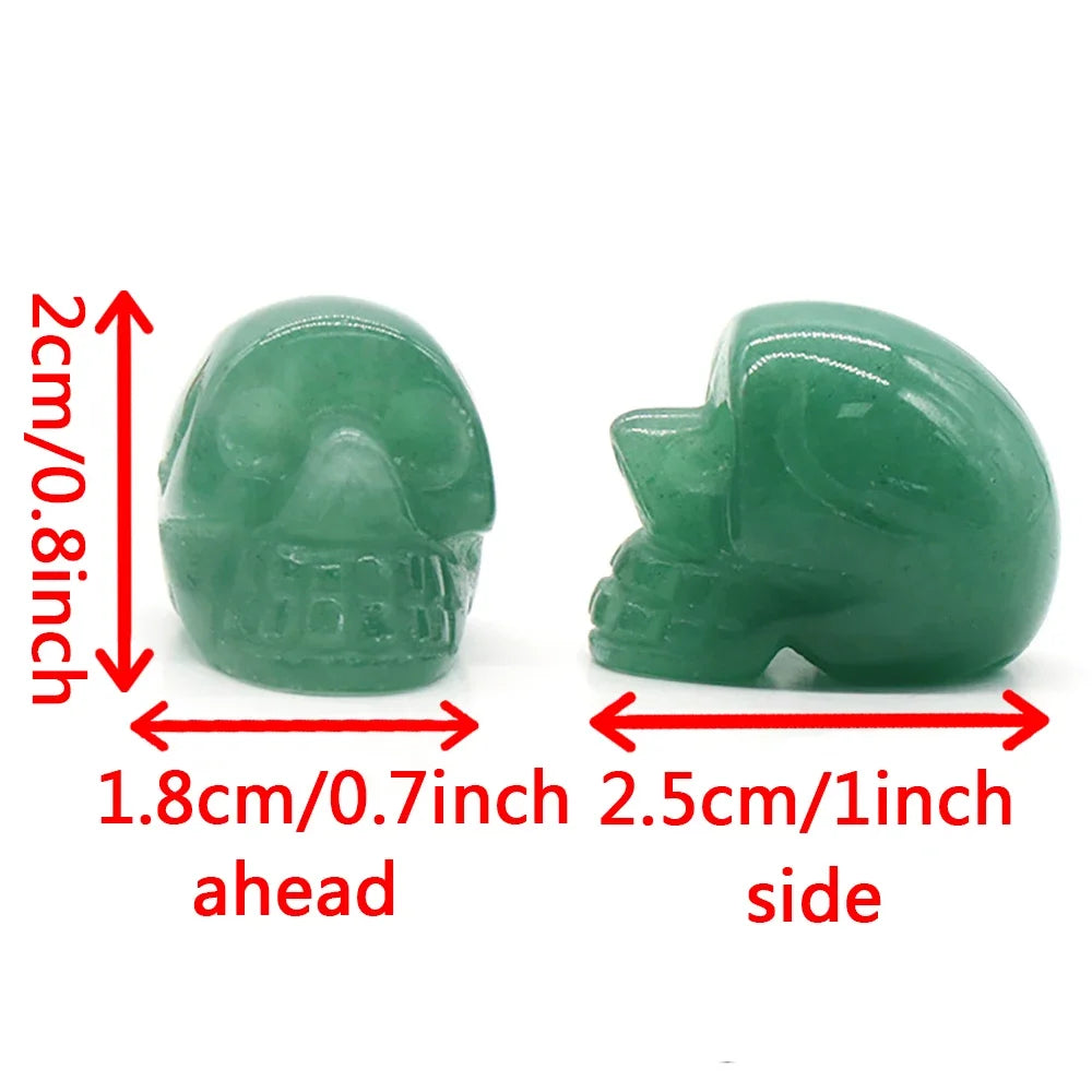 Natural Crystals Skulls Mineral Ghost Head Polished Carved Halloween Gift Desktop Home Decor Stone Crafts Skull Statues 14colors