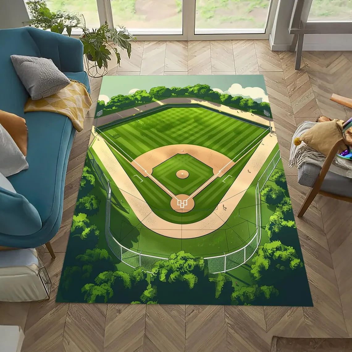 Baseball Field Rug Carpet for Living Room Modern Luxury Decor Sofa Table Large Area Rugs Bathroom Mat Alfombra Para Cocina Tapis