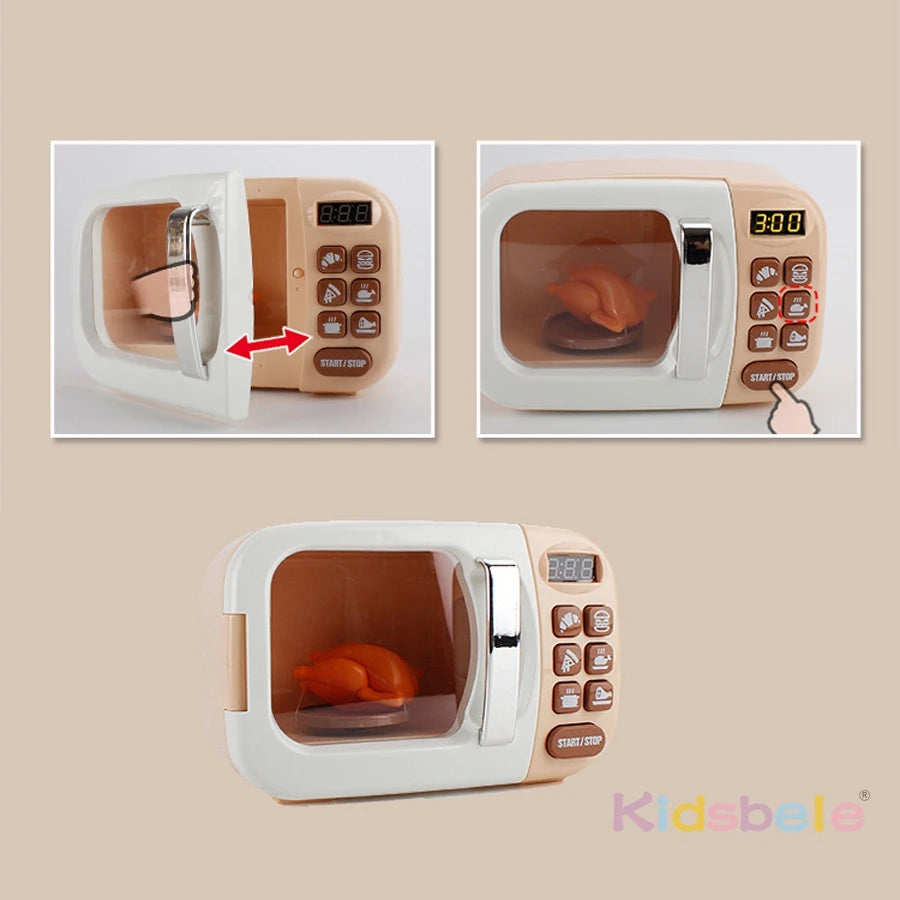 Mini Kitchen Appliance Toys for Kids Role Play Cooking Set Microwave Toaster Coffee Machine Washing Machine Learning Playset