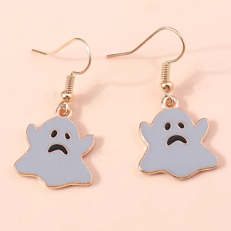 Aihua Fashion Halloween Earrings Enamel Ghost Skeleton Pumpkin Bat Spider Earrings For Women Halloween Night Party Jewelry Gifts