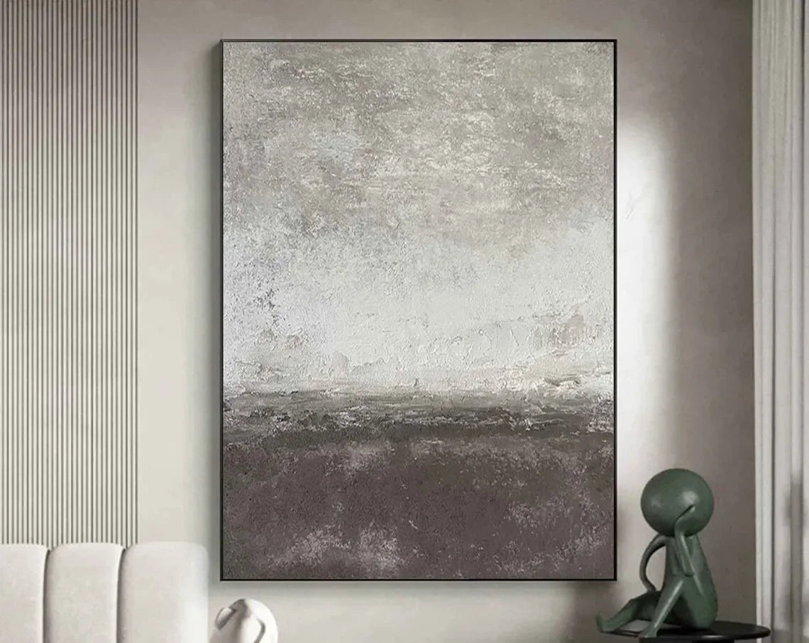 Modern Abstract Artwork  Minimalist Brown Beige Black Texture Painting Scandinavian Design for Home Wall Decor