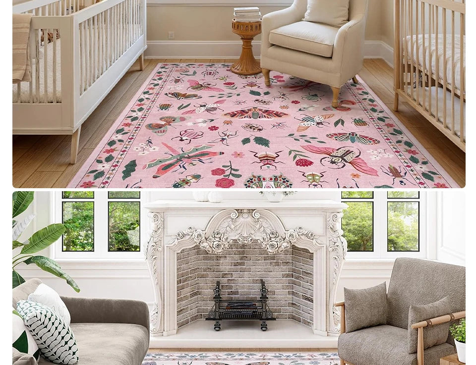 Rug for Living Room Carpet Large Size Bedroom Bedside Floor Mat Green Insect Carpets Tropical Rainforest Home Decoration Rugs