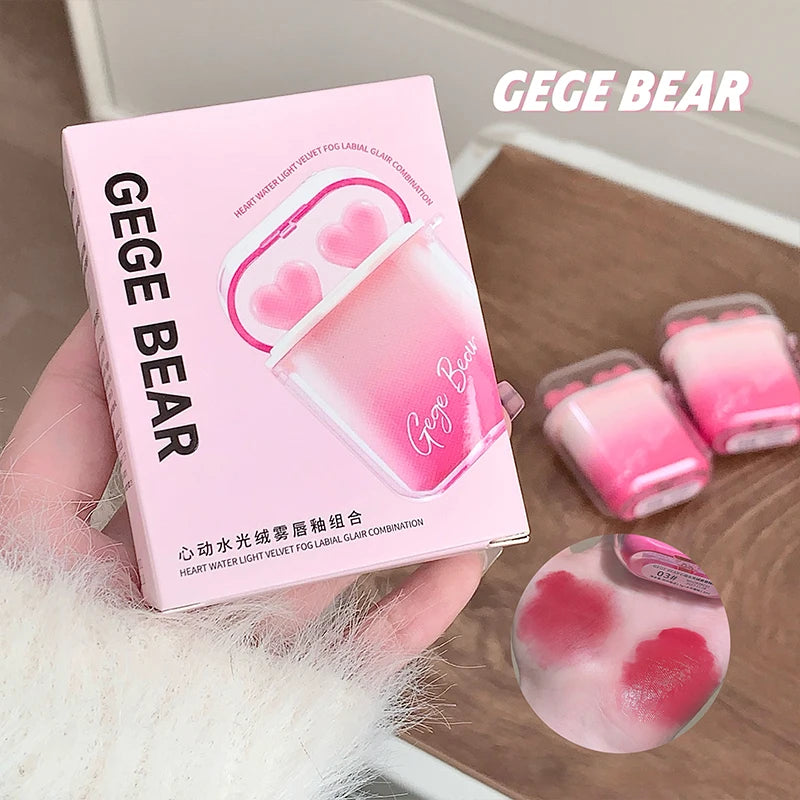 GegeBear Heartfelt Water-Gloss Lip Set:Lasting, Non-Fading Formula for a Natural, Compact, Portable Design Resembling Earbuds