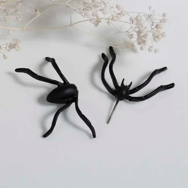 3D Punk Style Black Spider Halloween Animal Stud Earrings Vintage Fashion Jewelry Gifts Fashion Accessories for Women Gifts
