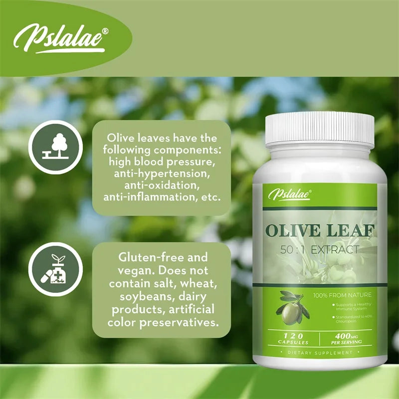 Olive Leaf Extracts Capsules - 40% Oleuropein - Supports Cardiovascular Health, Immune Health, Antioxidant