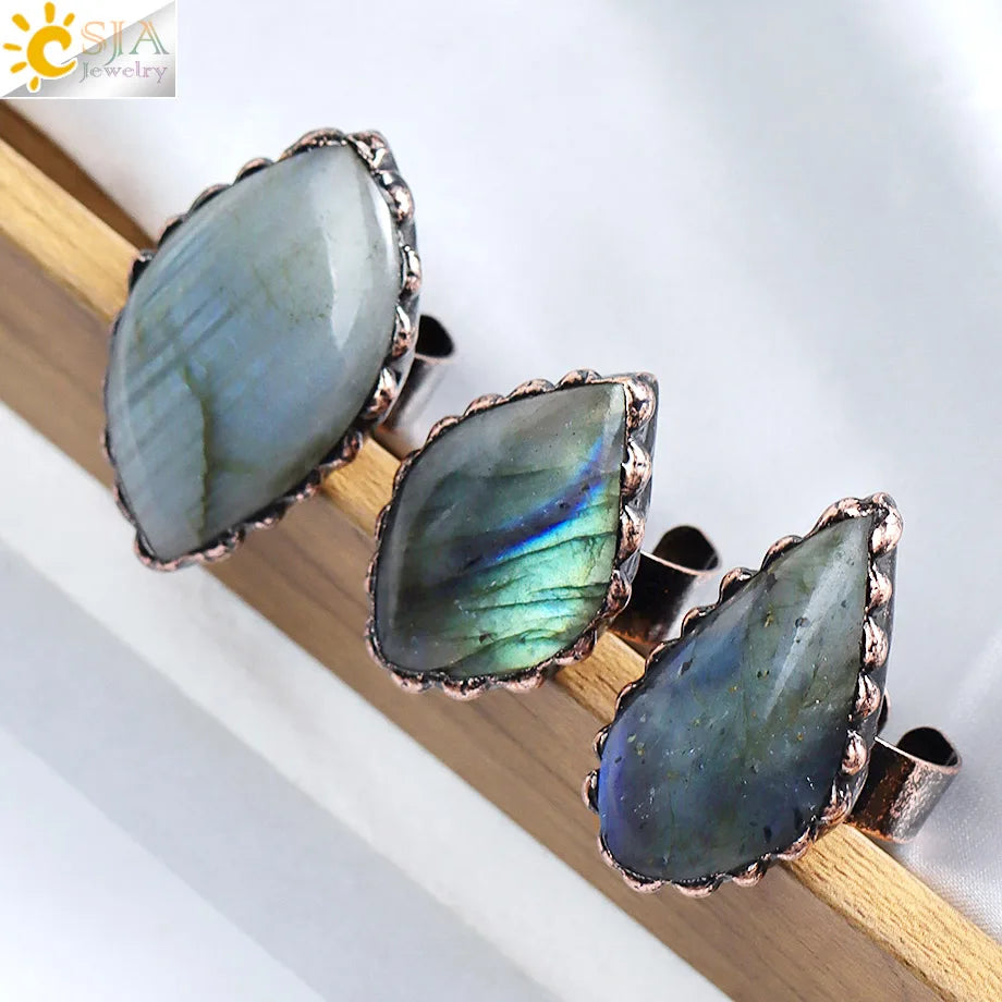 Healing Gem Stone Crystal Band Rings for Men Natural Pink Stone Quartz Red Agates Jaspers Dainty Finger Ring Women Jewelry H474