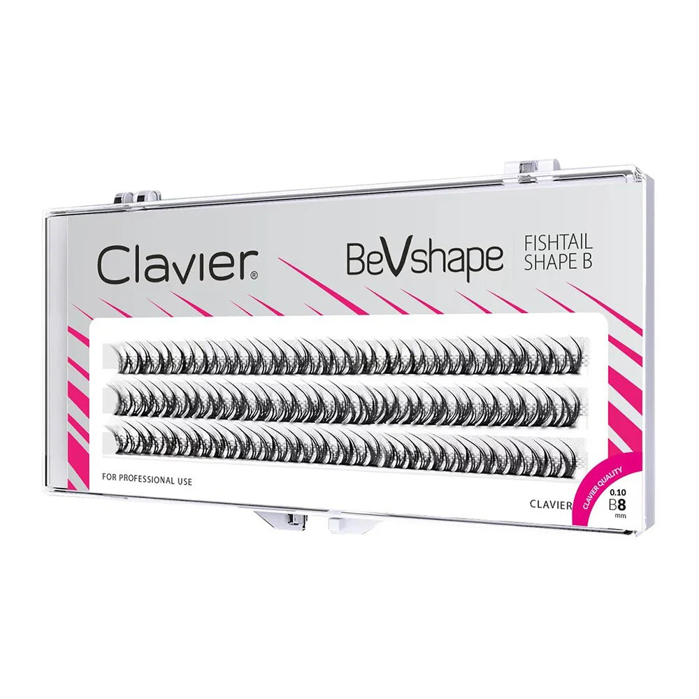 Clavier Natural Cluster Eyelash BeVshape Fishtail Shape B Curling Lash 10D Silk Soft Eyelashes Professional Makeup Tools