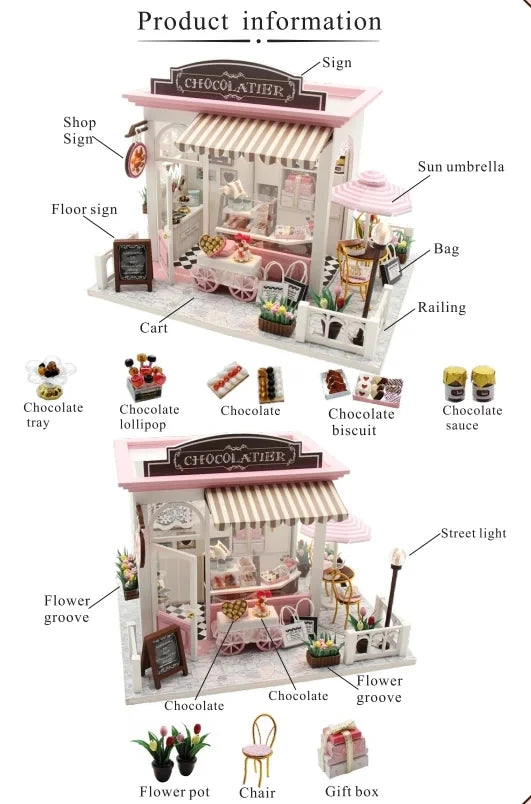 Diy Doll House Toys for Children Furniture Miniature Wooden Assembly Dollhouse casa Handmade creative  Birthday Gifts