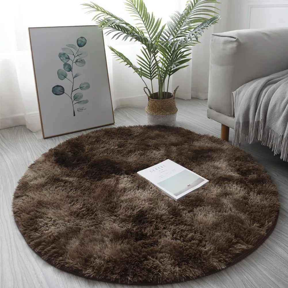 Circle Round Shaggy Rug Living Room Bedroom Carpet Floor Mat Anti-Skid Floor Soft Solid Large Carpets
