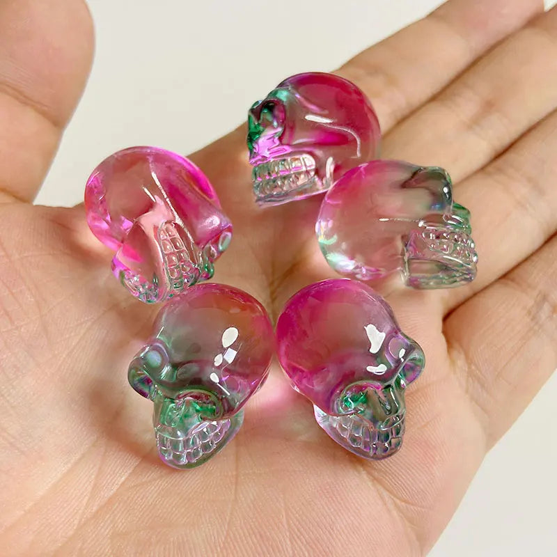 Crystal Skull Glass Carving Jewelry Quartz For Home Decoration Healing Crystals Skull Ornament Reiki Witchcraft Gifts Figurine