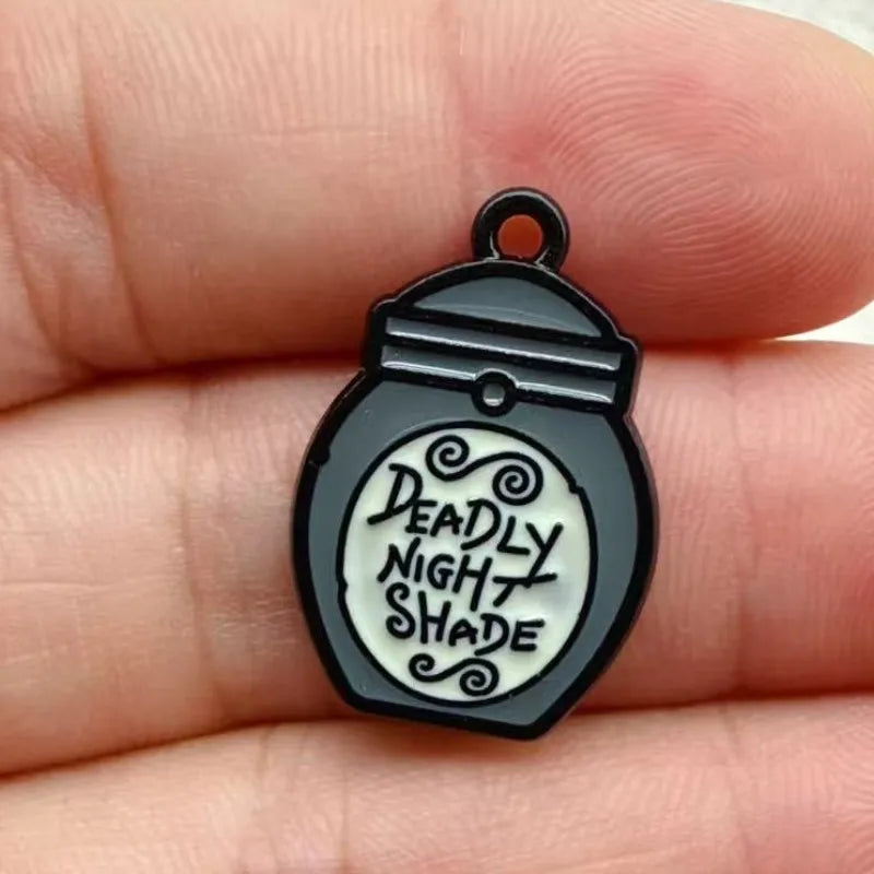 10pcs Halloween Charm Jewelry Accessories Enamel Necklace Earring Pendant Diy Making Supplies Alloy Metal Black Plated