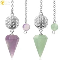 Healing Spiritual Crystal Pendulum Reiki Natural Stone Pendant Cone Penulum Pendulos for Dowsing Divination Healing Jewelry S962