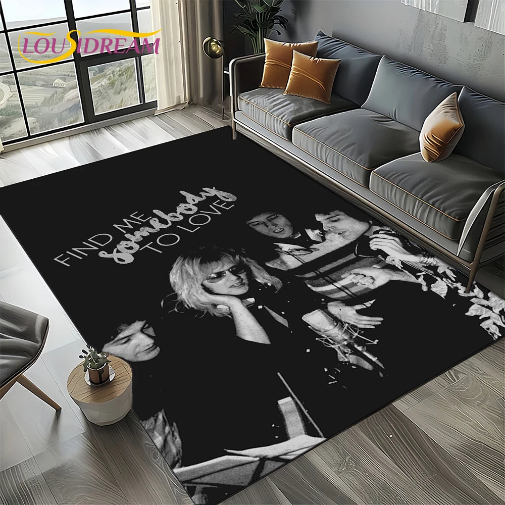 2025 Classics Queen-Rock-Band Freddie Carpet Rug for Living Room Bedroom Home Sofa Decoration,Kid Area Rug Non-slip Floor Mat