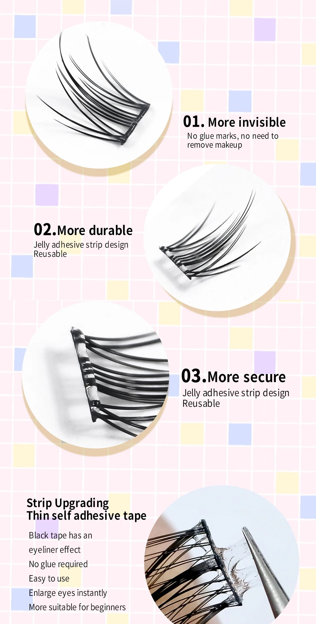Lash Clusters Set No Glue Needed Self Adhesive Eyelashes Korean Makeup Natural Look Wispy Individual Eyelashes New Manga Lashes