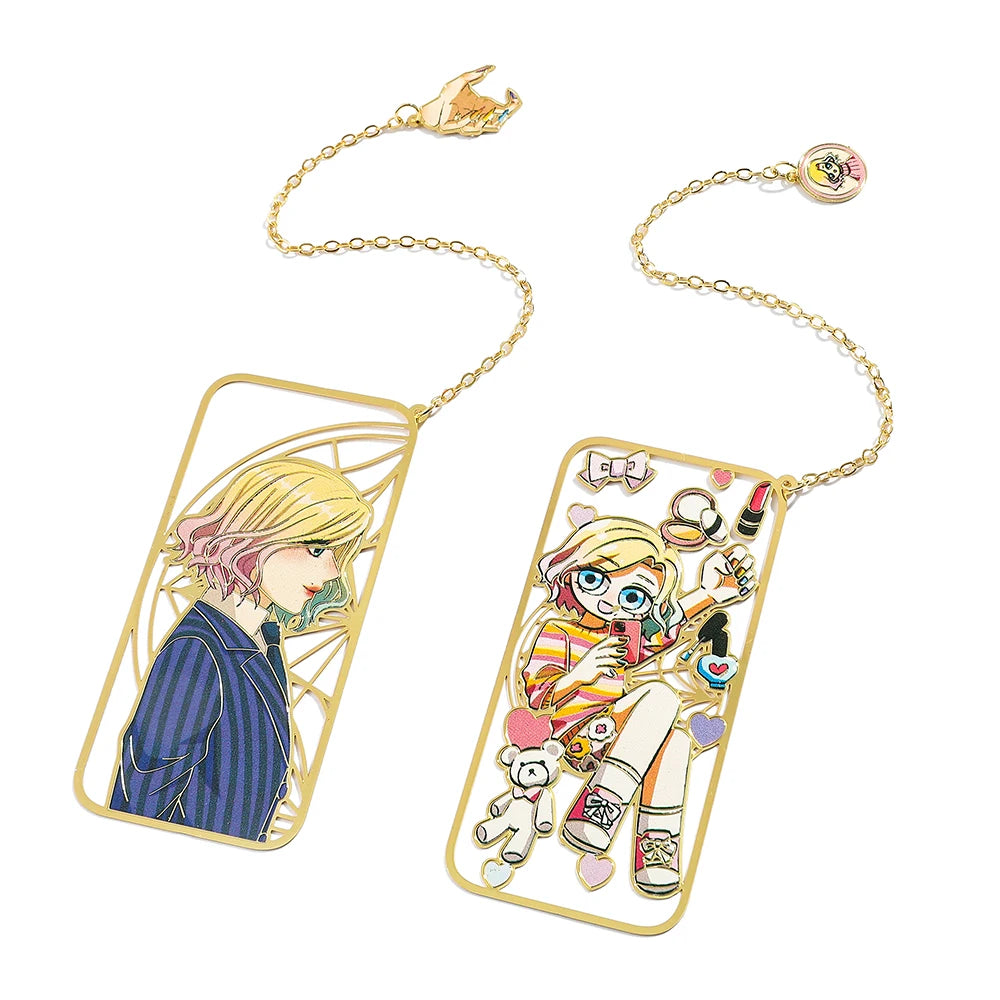 Punk Movie Wednesday Stainless Steel Bookmark Hollow Out Cartoon Halloween Reading Metal Bookmark Stationery Gifts for Men Women