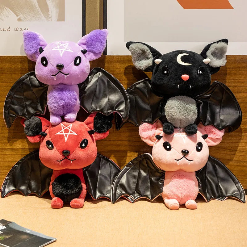Demon Bat Halloween Plushy Four-color Demon Bat Cartoon Soft Model Kids Christmas Halloween Holiday Gifts Horror Style Home Deco