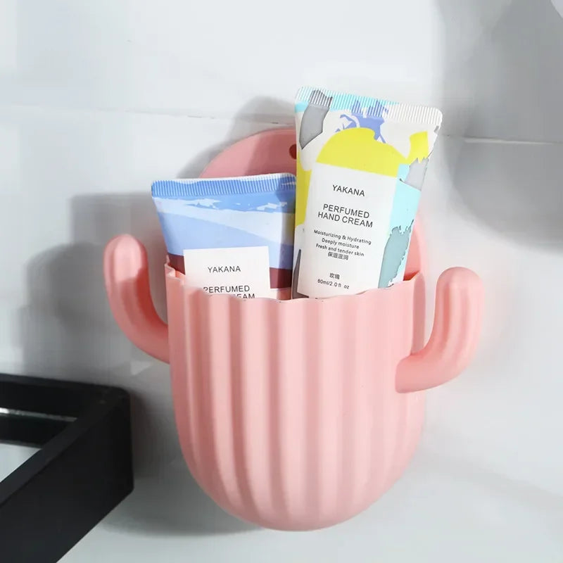 Cactus Toothbrush Holder Shelf Organizer Bathroom Household Items Bathroom Bathroom Shelves Drain