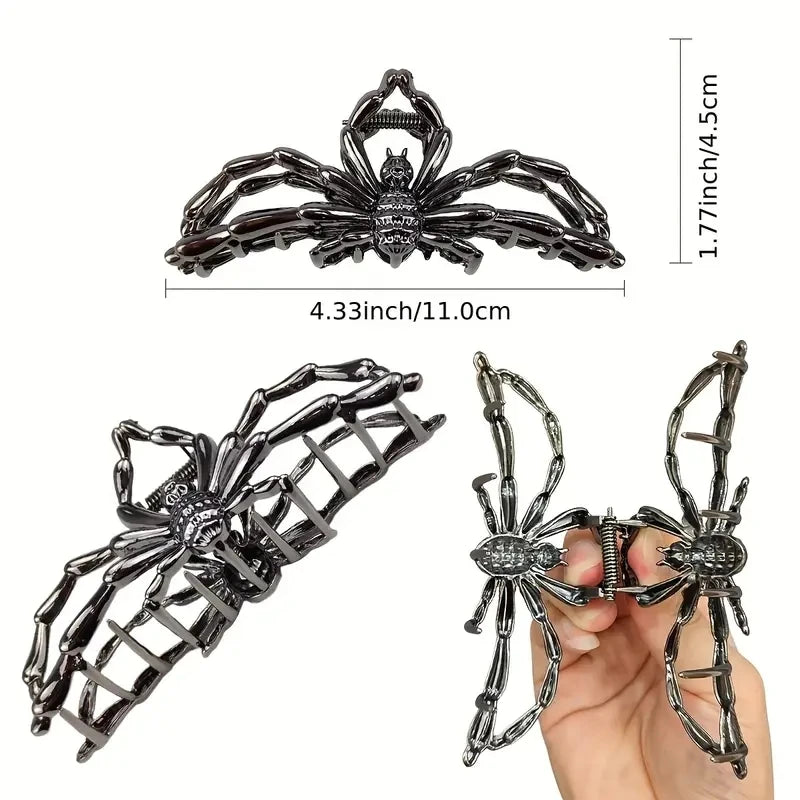 1pc Spider Hair Clip Black Spider Claw Clip Large Metal Hair Claw Clips For Women Halloween Hair Accessories Hair Jaw Clips Nons