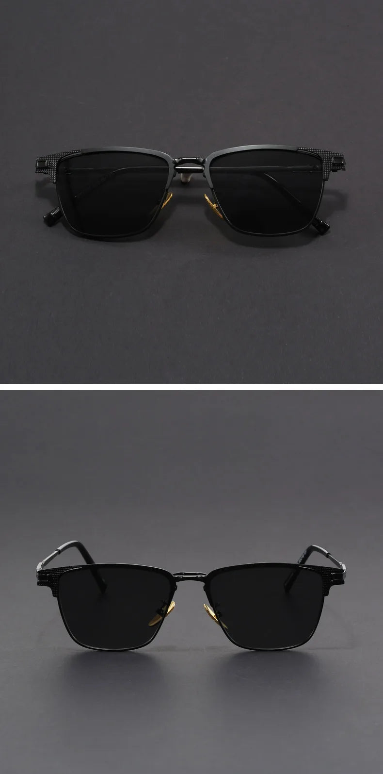 New Titanium Metal Square Sunglasses Half Frame Polarized Sunglasses Man Woman Luxury Brand Designer Sun Glasses Male Retro Rive