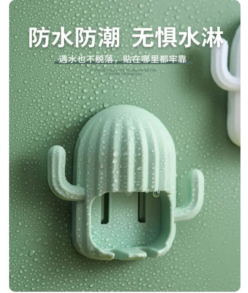 Cactus Toothbrush Holder Shelf Organizer Bathroom Household Items Bathroom Bathroom Shelves Drain