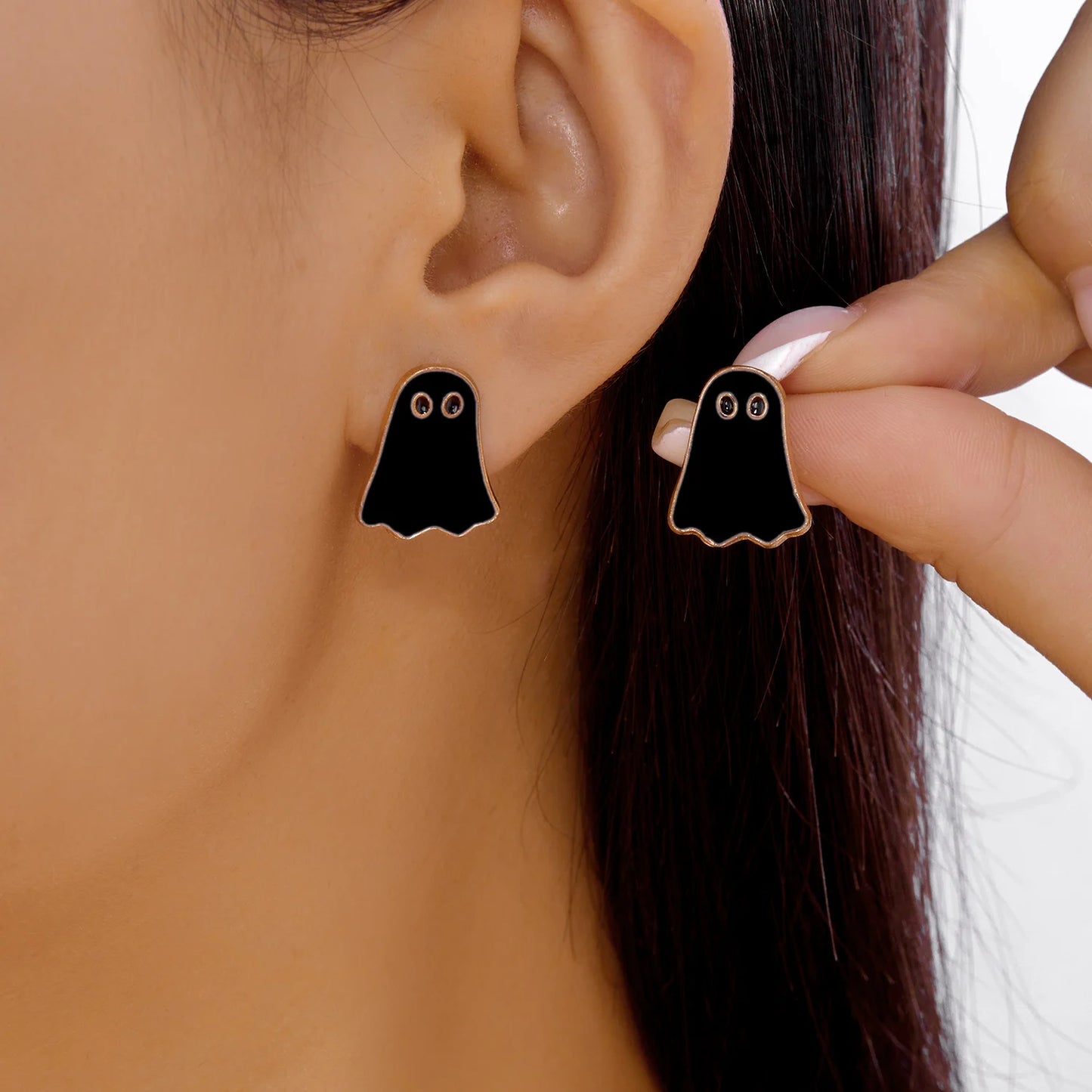 Cute Cartoon White Ghost Dangle Earrings for Women Trendy Creative Funny Monster Earrings Necklace Halloween Jewelry Accessories