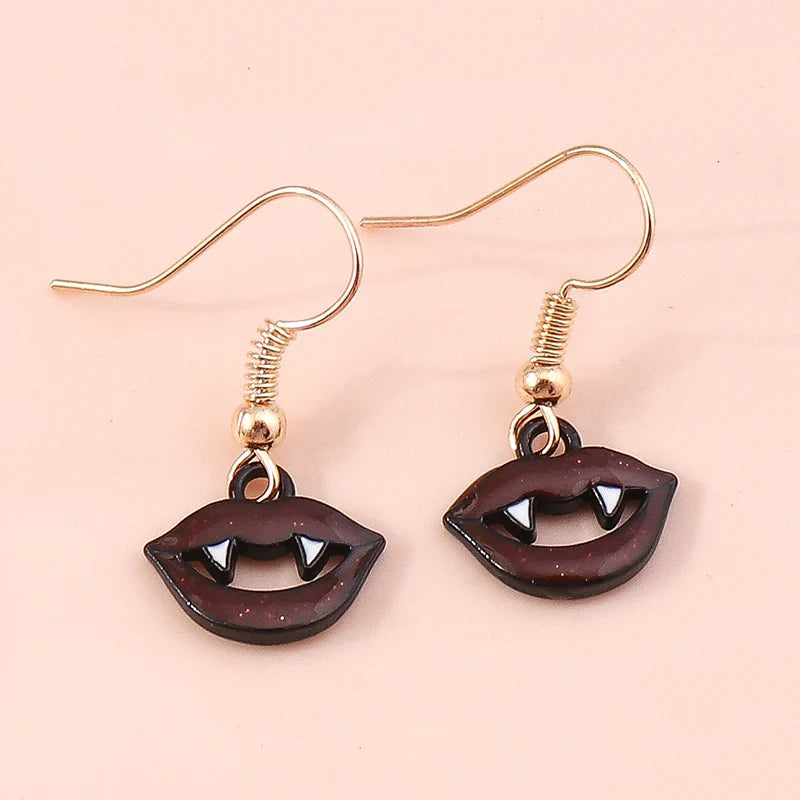 Aihua Fashion Halloween Earrings Enamel Ghost Skeleton Pumpkin Bat Spider Earrings For Women Halloween Night Party Jewelry Gifts