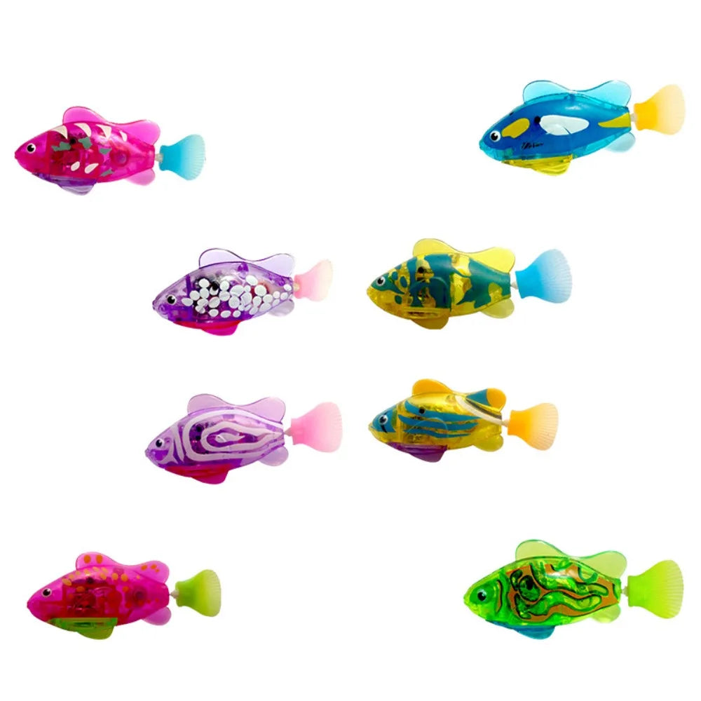 Baby Shower Toys LED Electric Simulation Fish With Light Water Swimming Fish Tank Ornaments Pet Playing Toys