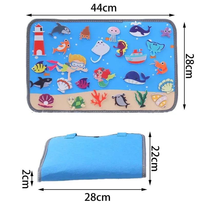 Montessori Educations Toys Handheld Travel Felt Story Board Set Kids Learning Storytelling Activities Interactive Play Kit Gifts