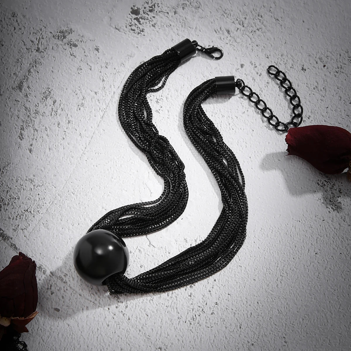 IngeSight.Z Gothic Multi Layered Mixed Color CCB Big Ball Choker Necklace Women Punk Black Box Chain Necklace Halloween Jewelry